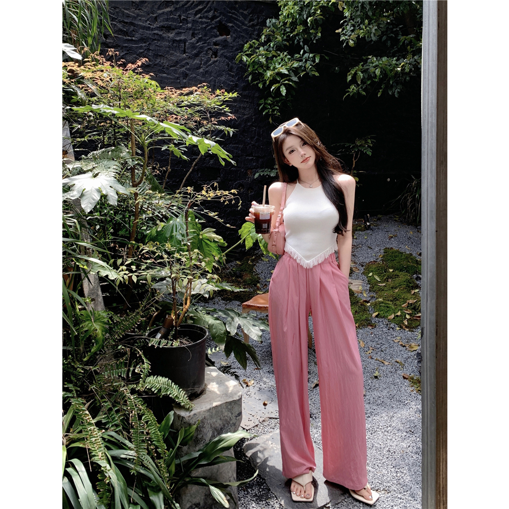 Cocory vn Bộ Áo Tank Top / Quần Dài Lưng Cao Dáng Ôm Thời Trang Mùa Hè Quyến Rũ Cho Nữ