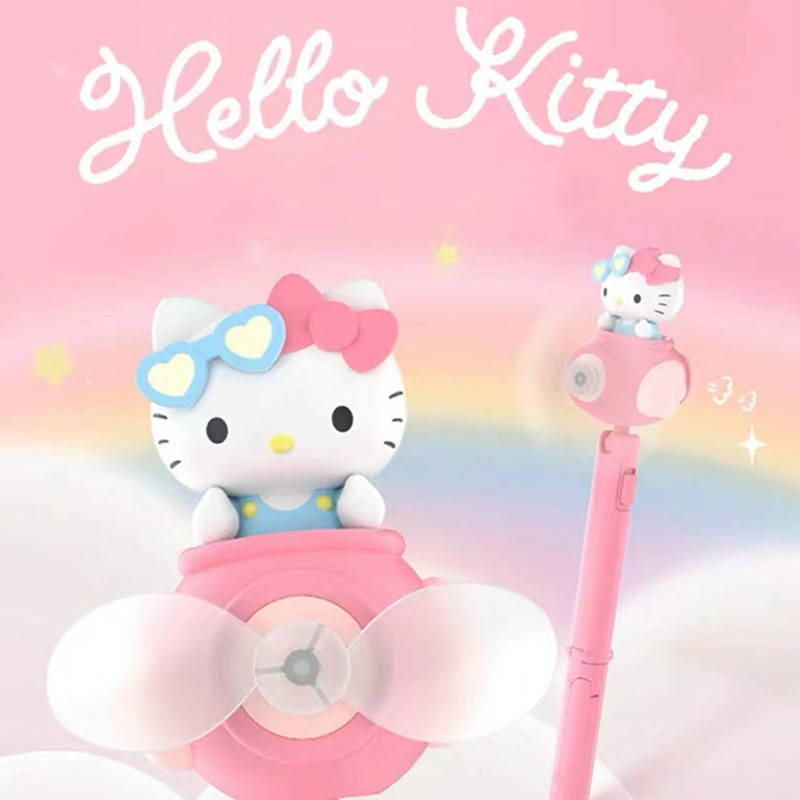 SANRIO Quạt Cao Su Mềm Kèm Giá Đỡ Điện Thoại 2 Trong 1 Hình Kuromi Cinnamoroll Hello Kitty