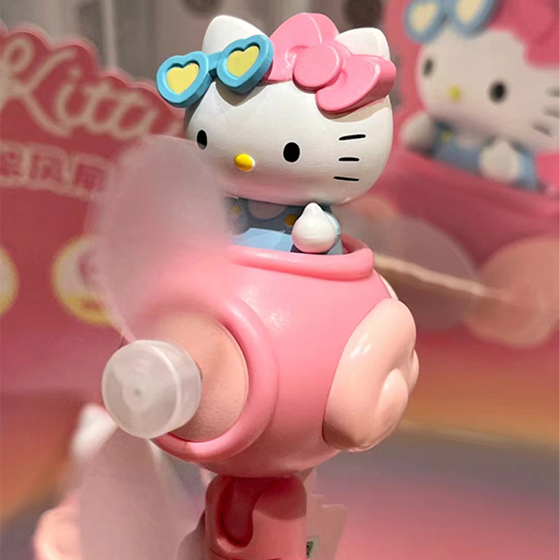 SANRIO Quạt Cao Su Mềm Kèm Giá Đỡ Điện Thoại 2 Trong 1 Hình Kuromi Cinnamoroll Hello Kitty
