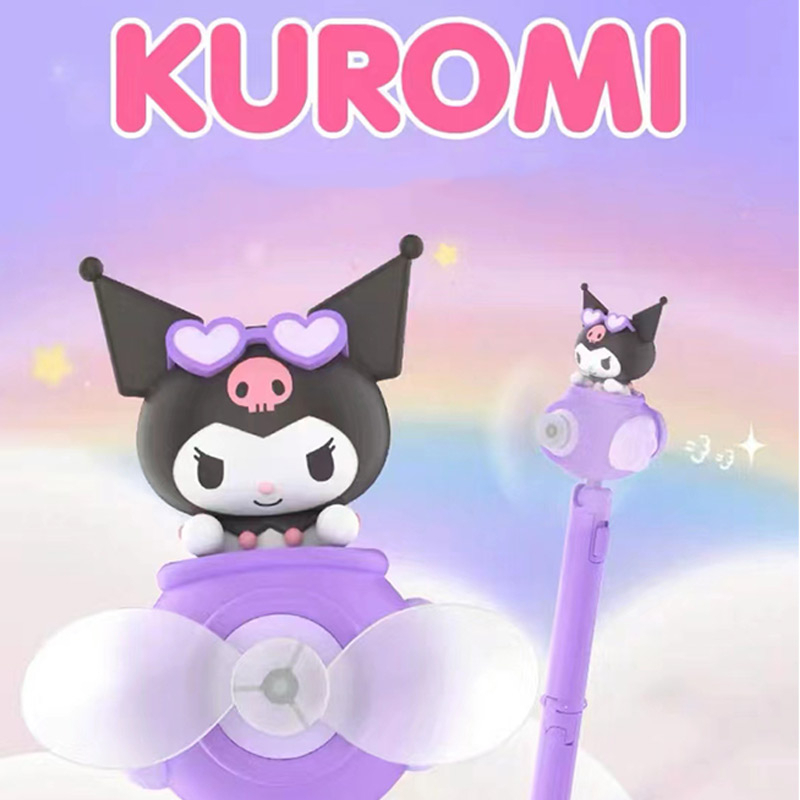 SANRIO Quạt Cao Su Mềm Kèm Giá Đỡ Điện Thoại 2 Trong 1 Hình Kuromi Cinnamoroll Hello Kitty