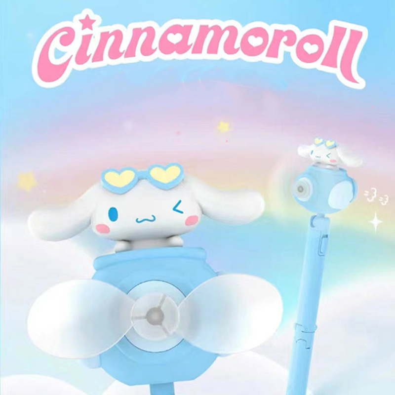 SANRIO Quạt Cao Su Mềm Kèm Giá Đỡ Điện Thoại 2 Trong 1 Hình Kuromi Cinnamoroll Hello Kitty