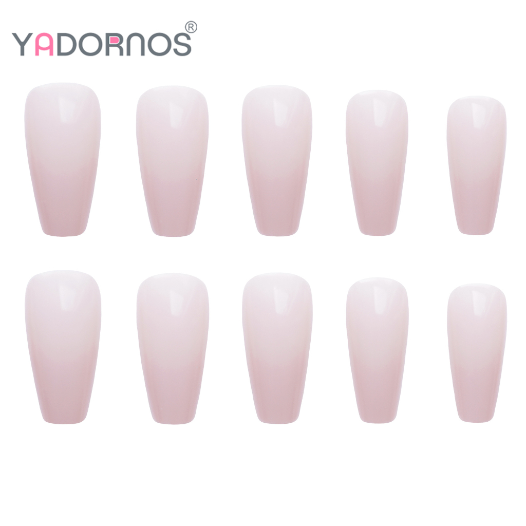 Set 24 móng tay giả YADORNOS màu hồng nhạt trang trí nghệ thuật