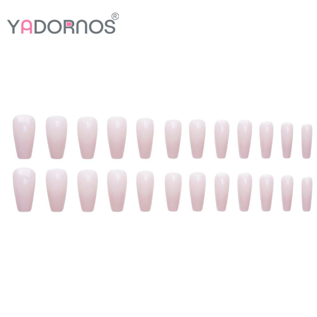 Set 24 móng tay giả YADORNOS màu hồng nhạt trang trí nghệ thuật