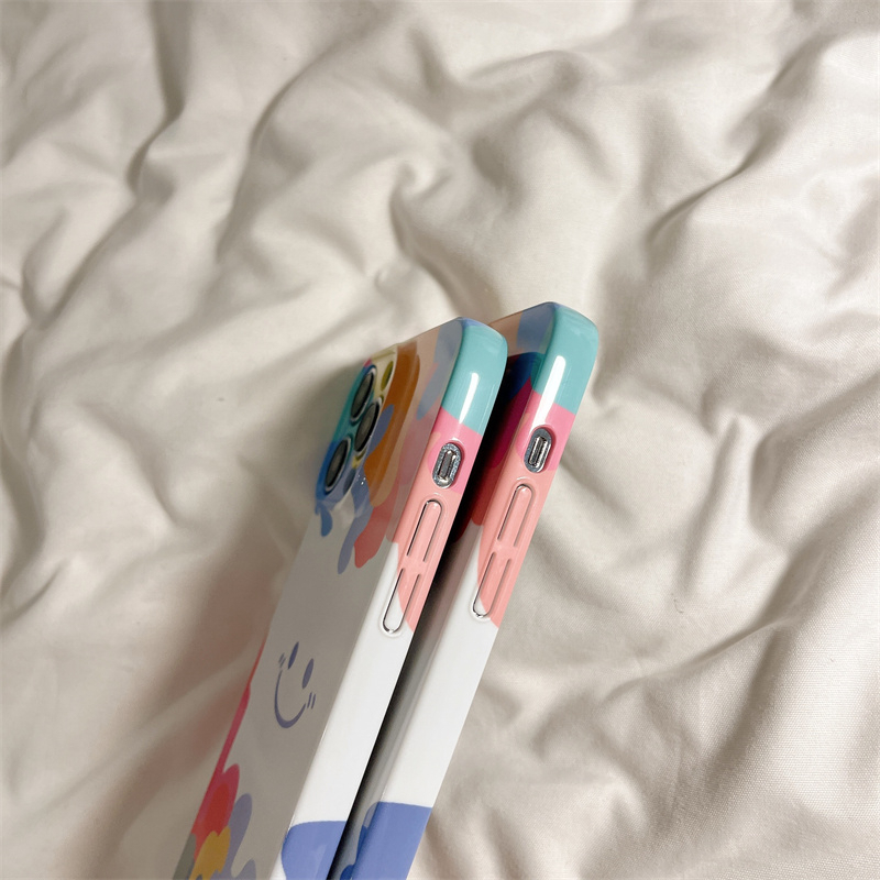 Ốp Điện Thoại Hình Mặt Cười Cầu Vồng Đơn Giản Chống Rơi / Vân Tay iPhone 7plus / 8plus 11 12 13Pro 14 xr xsmax x 11Promax 13 14Pro