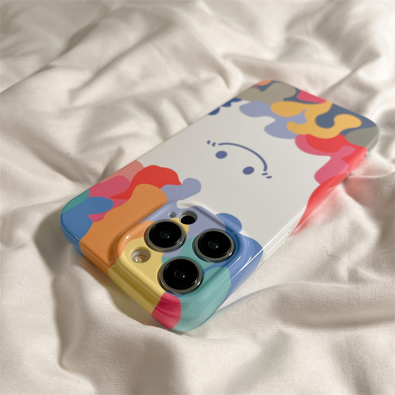 Ốp Điện Thoại Hình Mặt Cười Cầu Vồng Đơn Giản Chống Rơi / Vân Tay iPhone 7plus / 8plus 11 12 13Pro 14 xr xsmax x 11Promax 13 14Pro