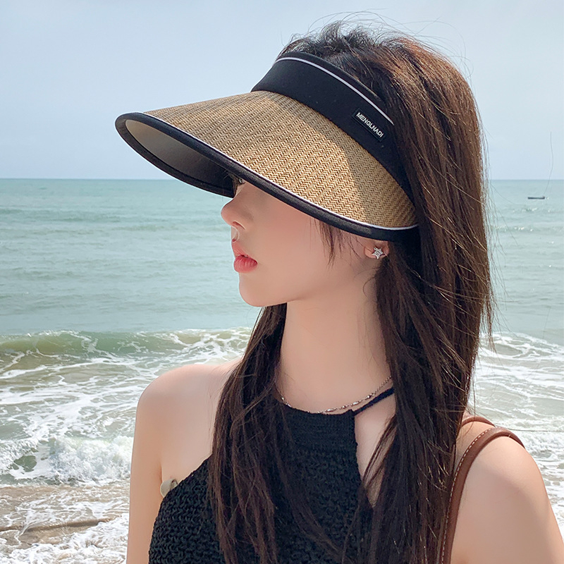 Mũ Cói Rộng Vành Hở Chóp Chống Tia UV Thời Trang Đi Biển Mùa Hè Cho Nữ