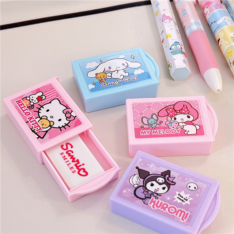 SANRIO Bộ 4 Cục Tẩy Thần Kì Hình Hello Kitty Kuromi LittleTwinStars Cinnamoroll PompomPurin Pochacco Keroppi