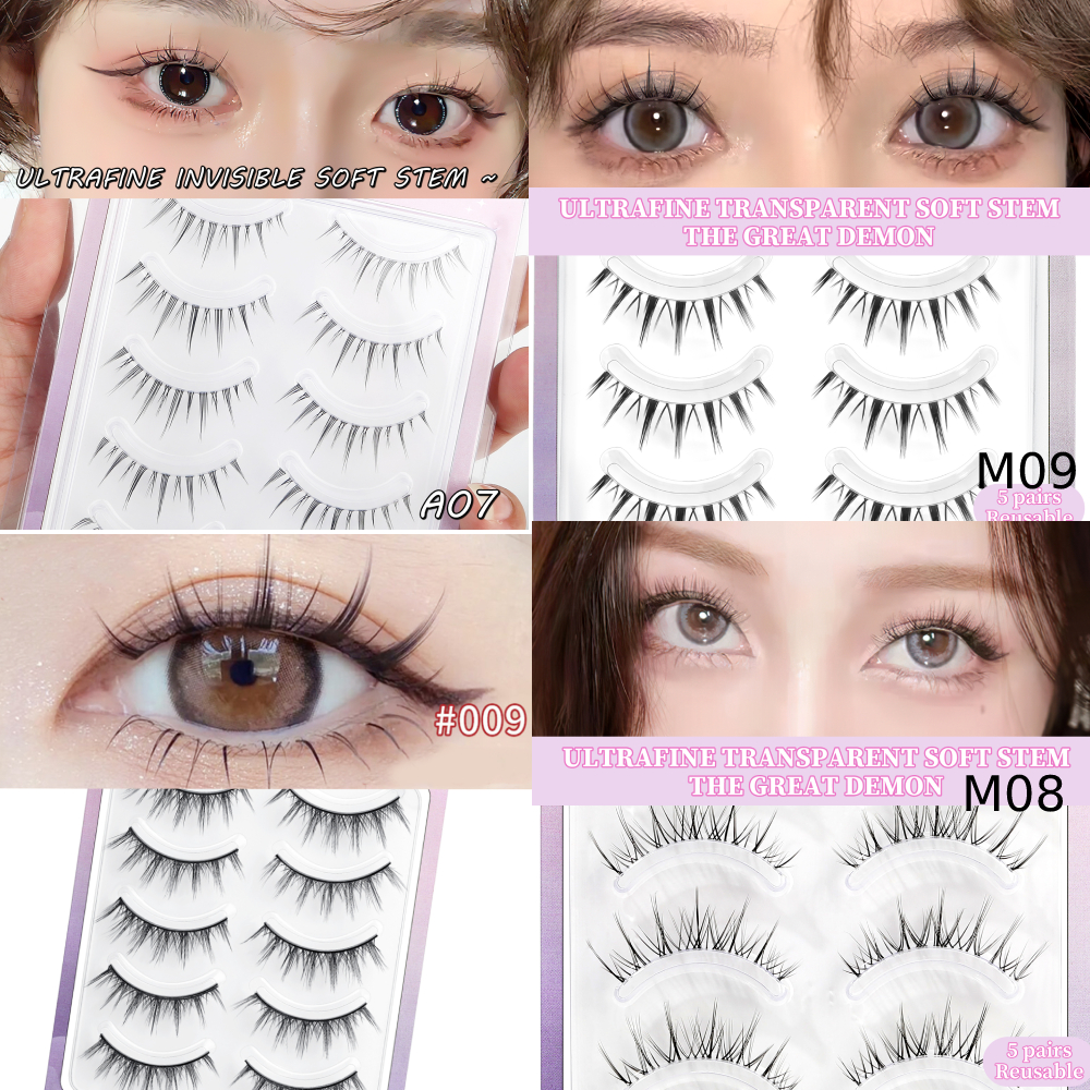 AIMEEORAN Hộp 5 Cặp Lông Mi Giả 3D Dài Và Dày Tự Nhiên