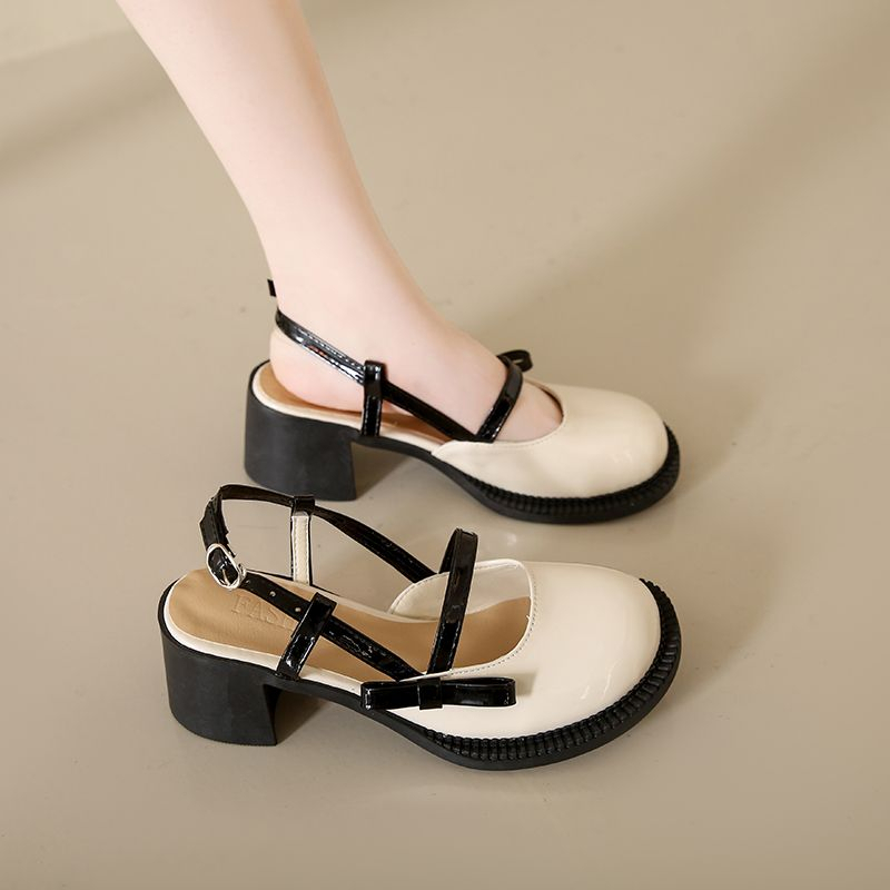 Giày Sandal Gót Thấp Dày Phong Cách Pháp Thời Trang Cho Nữ giày lolita