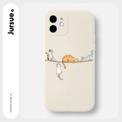 Ốp điện thoại JURSUE Y3393 in hình mèo thích hợp cho iPhone 15 14 13 12 11 Pro Max SE 2020 X XR XS 8 7 ip 6S 6 Plus