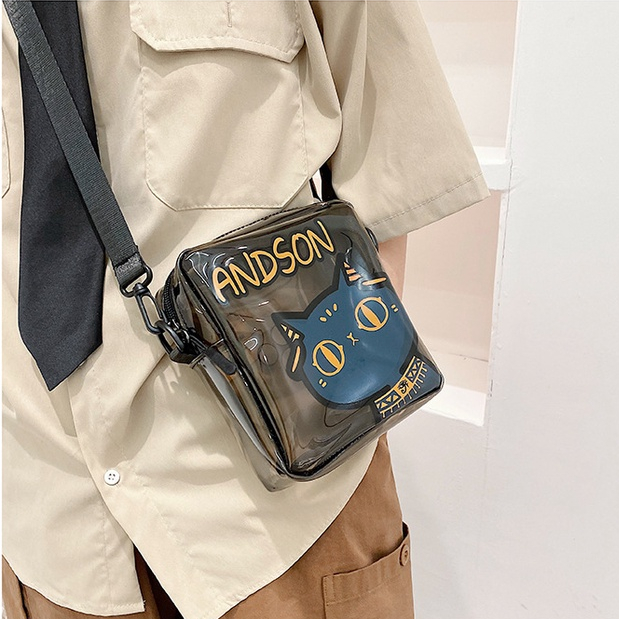 Túi Đeo Chéo Trong Suốt In Hình Mèo Hoạt Hình Dễ Thương Thời Trang Cho Nữ