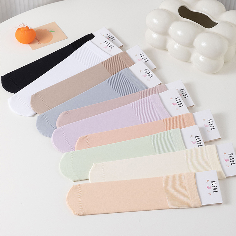 FHYL Đôi Vớ Cotton Màu Trơn Thoáng Khí Thời Trang Hàn Quốc