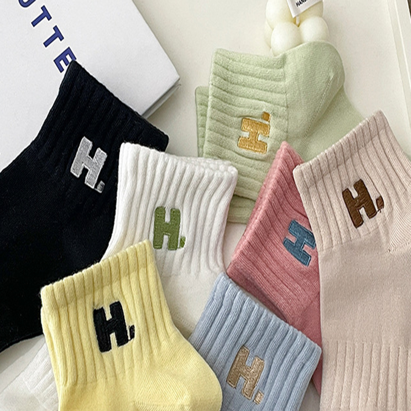 Tất cotton FHYL cổ ngắn thoáng khí phong cách thời trang Hàn Quốc