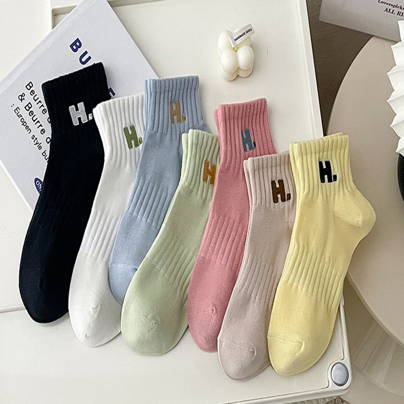 Tất cotton FHYL cổ ngắn thoáng khí phong cách thời trang Hàn Quốc