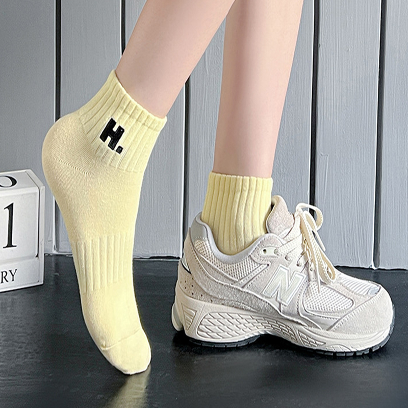 Tất cotton FHYL cổ ngắn thoáng khí phong cách thời trang Hàn Quốc