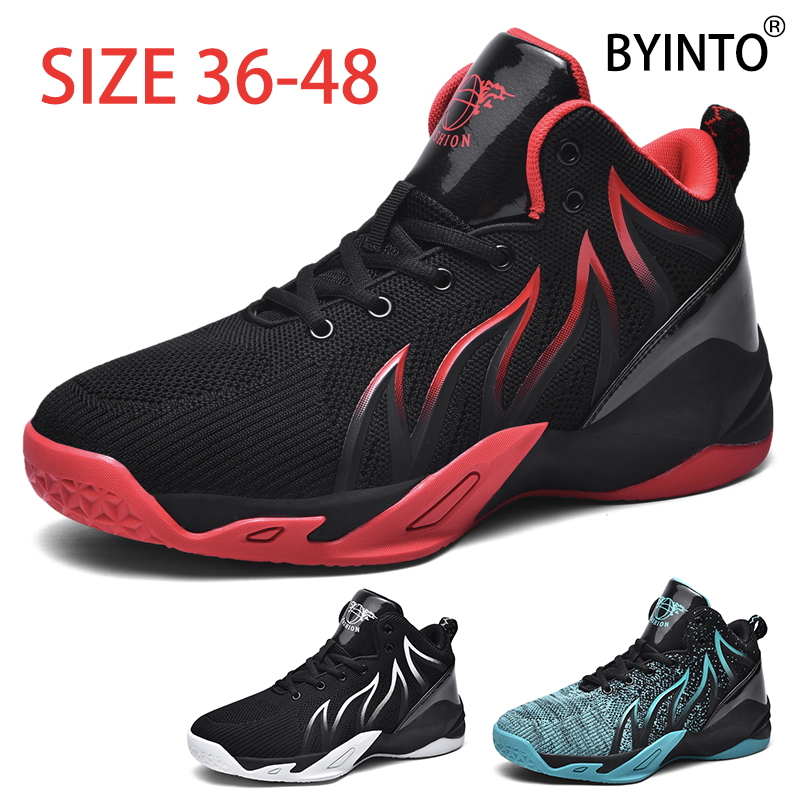 Giày Thể Thao Bóng Rổ Cổ Cao Phối Lưới Thoáng Khí Chống Trượt Cỡ Lớn 36-48 Thời Trang Cho Nam Và Nữ