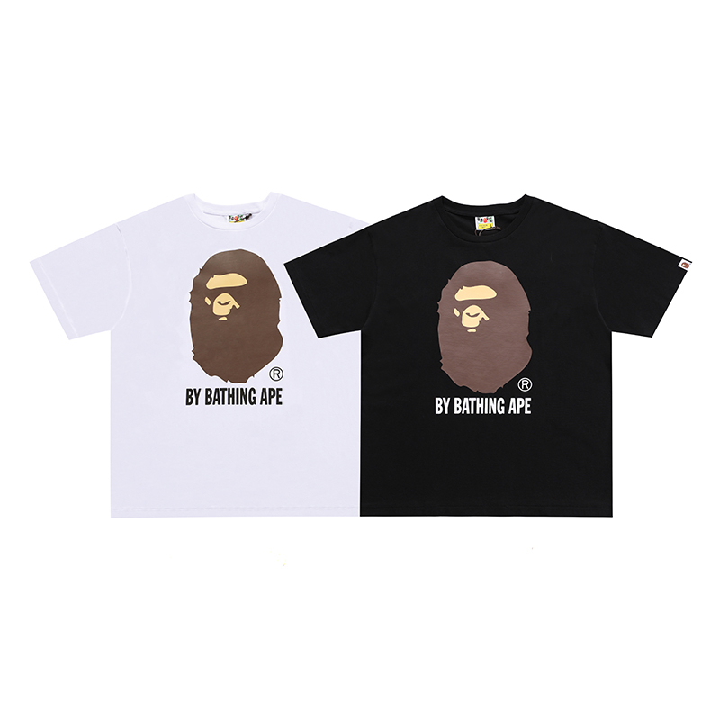 BAPE A BATHING APE Áo Thun Tay Ngắn Cổ Tròn Dáng Rộng Chất Liệu Cotton In Họa Tiết Rằn Ri Thời Trang Cho Nam Và Nữ 230g