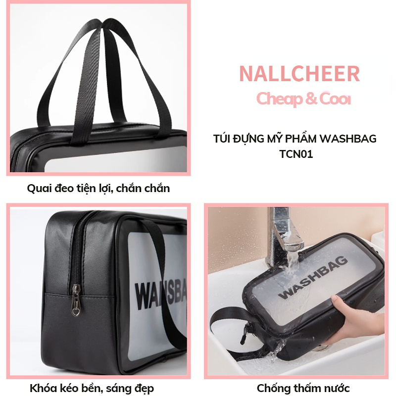 NALLCHEER Túi đựng mỹ phẩm PVC trong suốt chống thấm nước phong cách Hàn Quốc Nữ công suất lớn | BigBuy360 - bigbuy360.vn