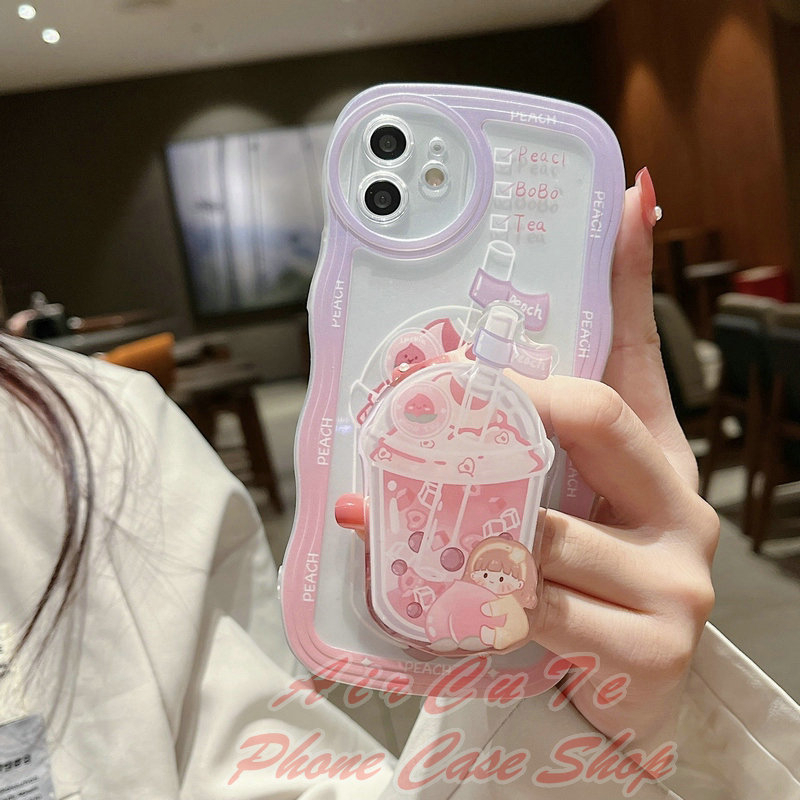 Ốp lưng Xiaomi Redmi Note 12 11 11S 10 10S 9 9S 8 7 5 Pro Redmi 12 12C 10C 10A 9A 9T 9C A1 A2 A2+ Plus MI 13T POCO M5S X5 X3 NFC 4G 5G Note12 Note11 Note10 Note9 Redmi12 2023 Wave Summer Milk Tea Pop-up Holder Soft Case