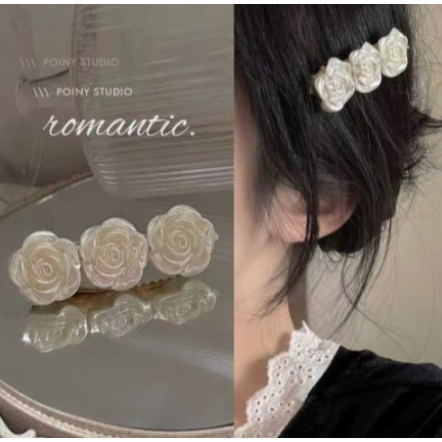 🌺【Thanh toán đích】Kẹp tóc hình hoa hồng màu trắng phong cách Hàn Quốc thanh lịch