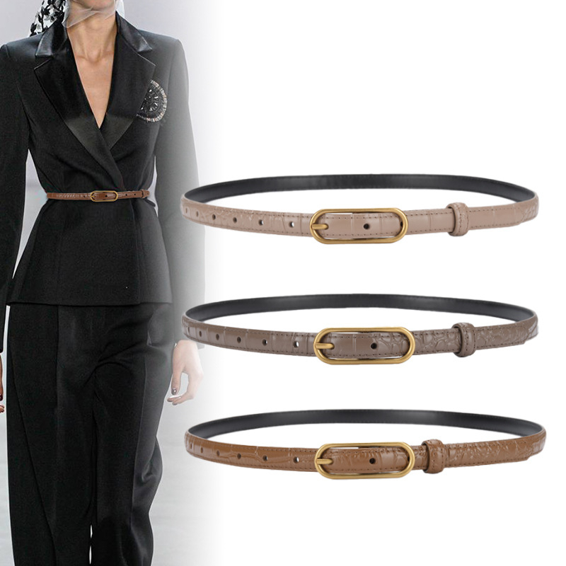 Thắt Lưng Da Cá Sấu Thật Phong Cách Retro Thời Trang Cho Nữ