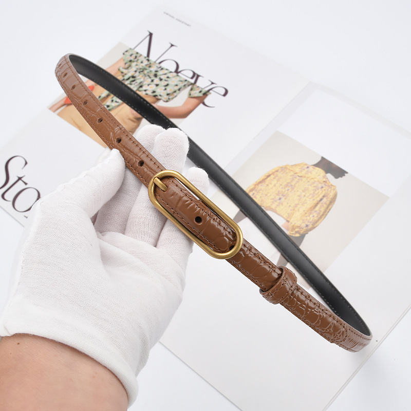 Thắt Lưng Da Cá Sấu Thật Phong Cách Retro Thời Trang Cho Nữ