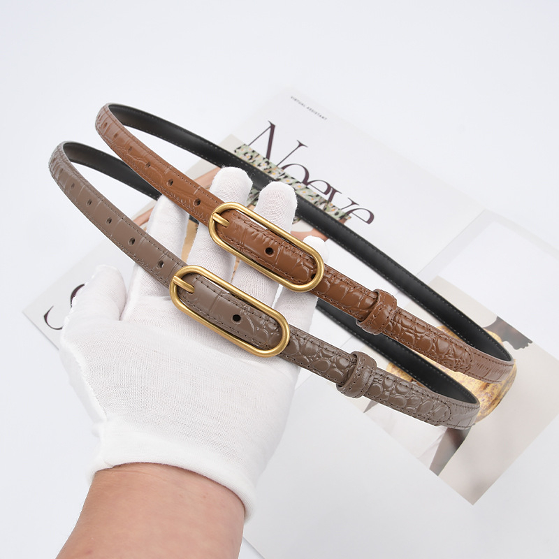 Thắt Lưng Da Cá Sấu Thật Phong Cách Retro Thời Trang Cho Nữ