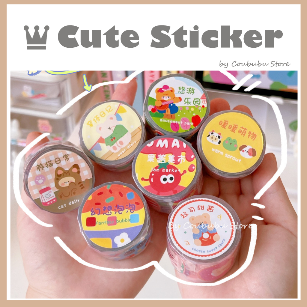 ✿Áo Khoác Coububububu Coububu✿ Bộ Nhãn Dán Bằng PVC Chống Nước Họa Tiết Dễ Thương Phong Cách Nhật Bản