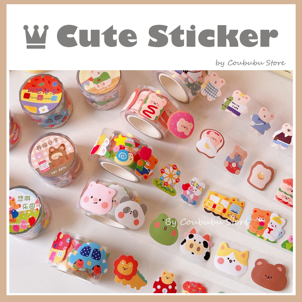 ✿Áo Khoác Coububububu Coububu✿ Bộ Nhãn Dán Bằng PVC Chống Nước Họa Tiết Dễ Thương Phong Cách Nhật Bản