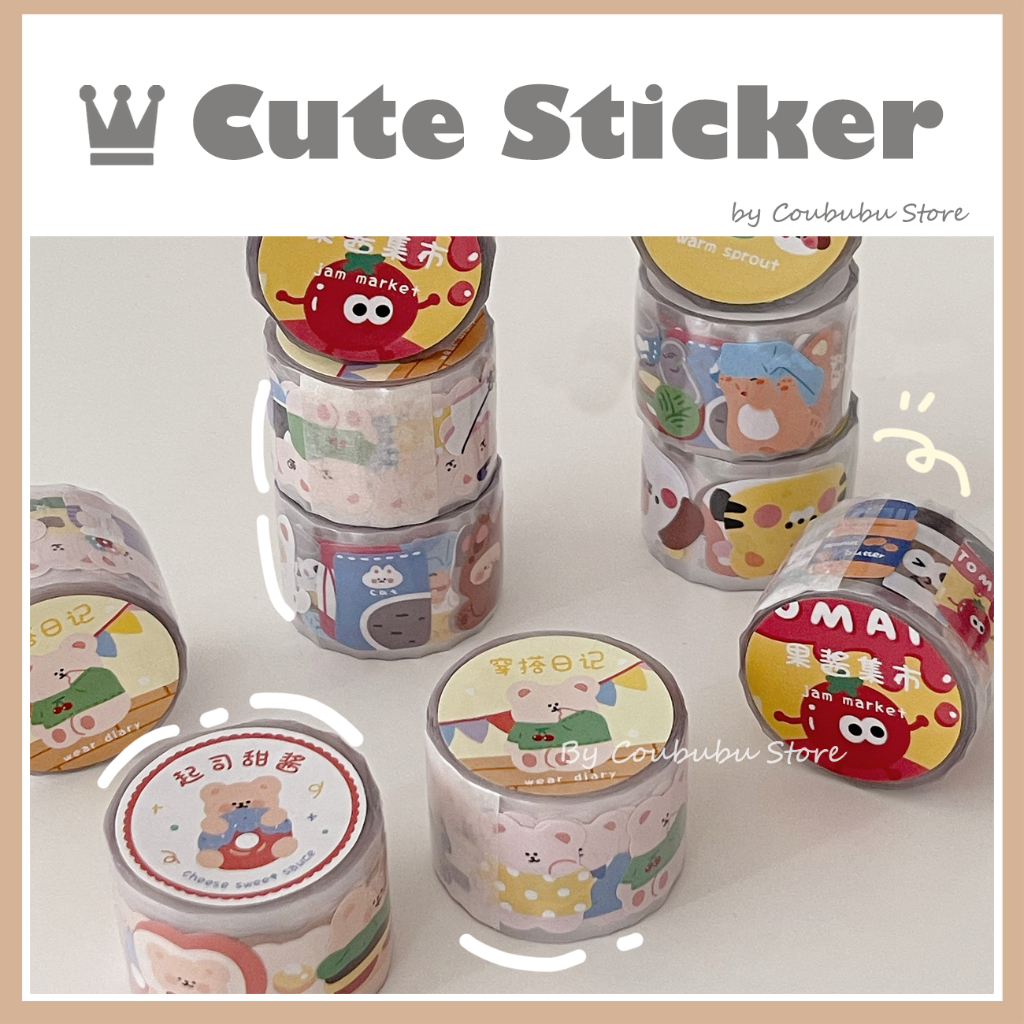 ✿Áo Khoác Coububububu Coububu✿ Bộ Nhãn Dán Bằng PVC Chống Nước Họa Tiết Dễ Thương Phong Cách Nhật Bản