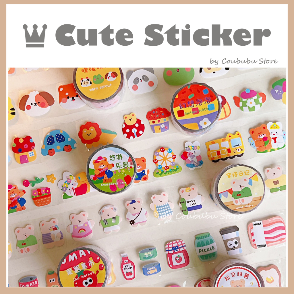 ✿Áo Khoác Coububububu Coububu✿ Bộ Nhãn Dán Bằng PVC Chống Nước Họa Tiết Dễ Thương Phong Cách Nhật Bản