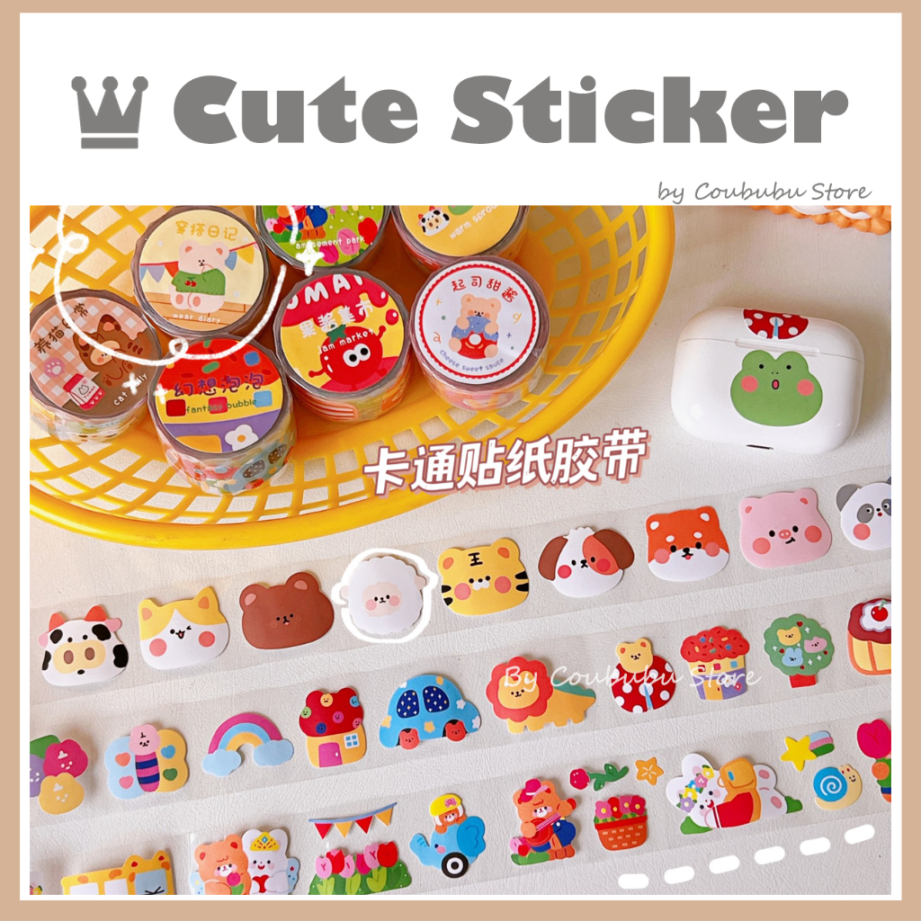 ✿Áo Khoác Coububububu Coububu✿ Bộ Nhãn Dán Bằng PVC Chống Nước Họa Tiết Dễ Thương Phong Cách Nhật Bản