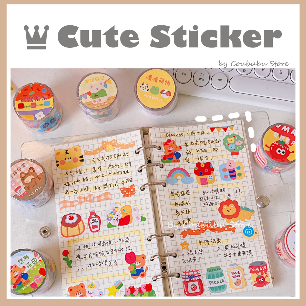 ✿Áo Khoác Coububububu Coububu✿ Bộ Nhãn Dán Bằng PVC Chống Nước Họa Tiết Dễ Thương Phong Cách Nhật Bản