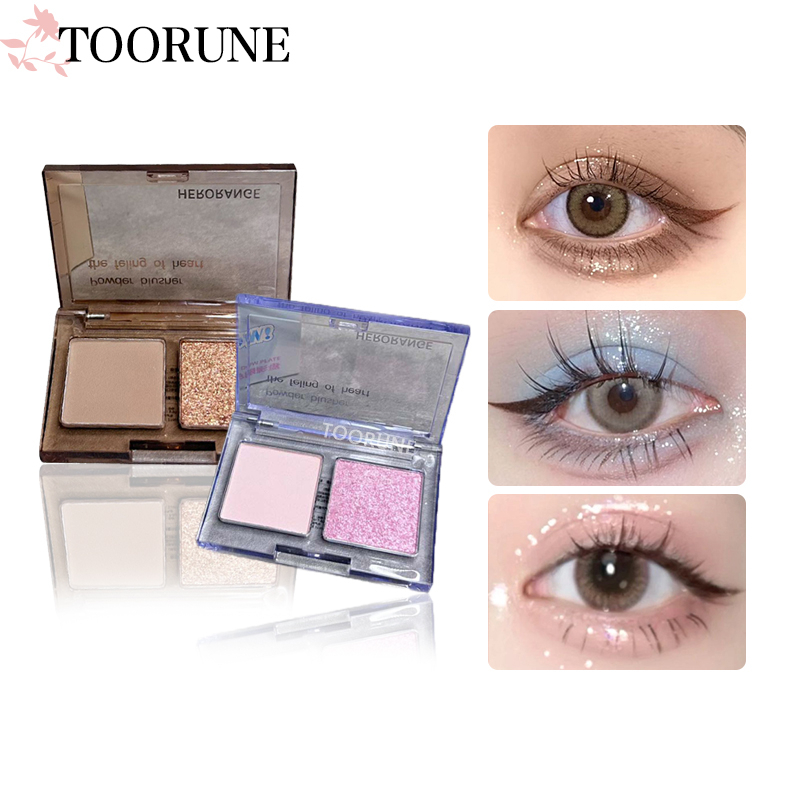 HERORANGE Bảng phấn mắt phối màu Shuangshuang ánh ngọc trai mờ sequin bảng phấn mắt nhỏ nhỏ tông màu đất không thấm nước và mồ hôi