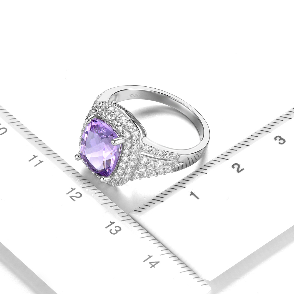 Lohaspie Nhẫn Bạc 925 Đính Đá Thạch Anh Tím Tự Nhiên 4.2 Thời Trang Cho Nữ