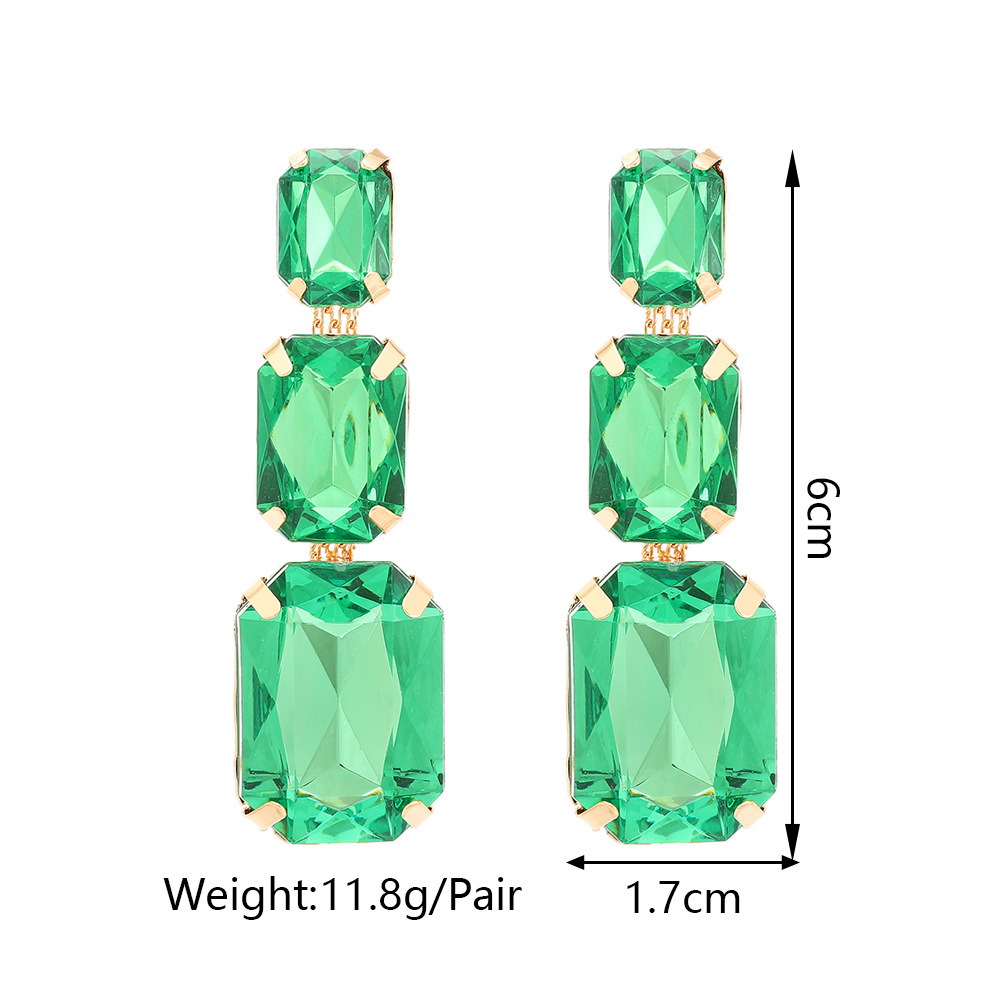 Bông Tai Nhiều Lớp Dáng Dài Mặt Hình Vuông Đính Đá Thời Trang Cho Nữ PD1143