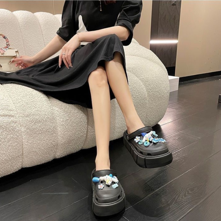 DIAKE Sandal nữ dép đế cao Dép Sandal Đế Dày Tăng Chiều Cao Họa Tiết Hoạt Hình Thời ​Trang Mùa Hè Cho Nữ