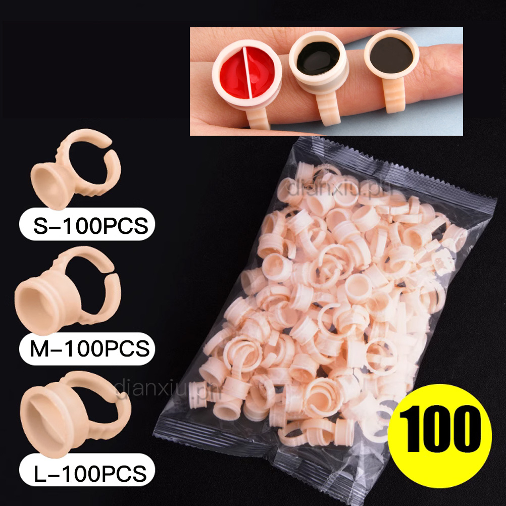 Set 100 Nắp Silicone Hình Nhẫn Màu Vàng Dùng Một Lần Cho Máy Xăm Hình NDL. Mực Xăm Lông Mày Trang Điểm Chuyên Nghiệp
