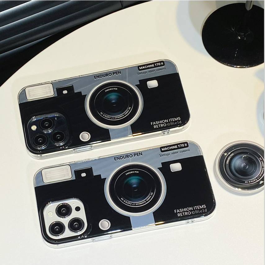 Ốp Điện Thoại Hình Máy Ảnh Kèm Giá Đỡ Cho iPhone 13 12 11 14 Pro Max