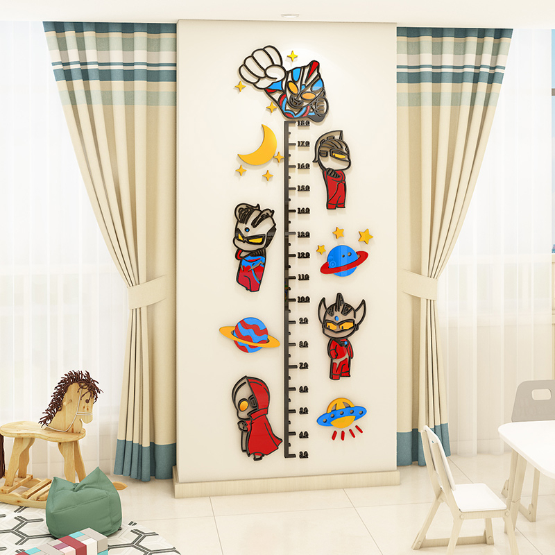 Tranh mica nổi hoạt hình dán chiều cao Altman trang trí acrylic 3d ba chiều phòng bé trai phòng trẻ em thước đo chiều cao bé dán tường