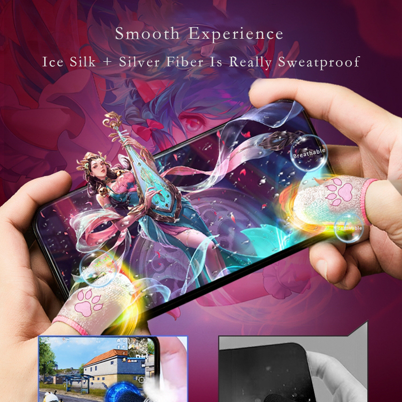 Găng Tay Chống Mồ Hôi Hình Mèo Dễ Thương Cho Điện Thoại