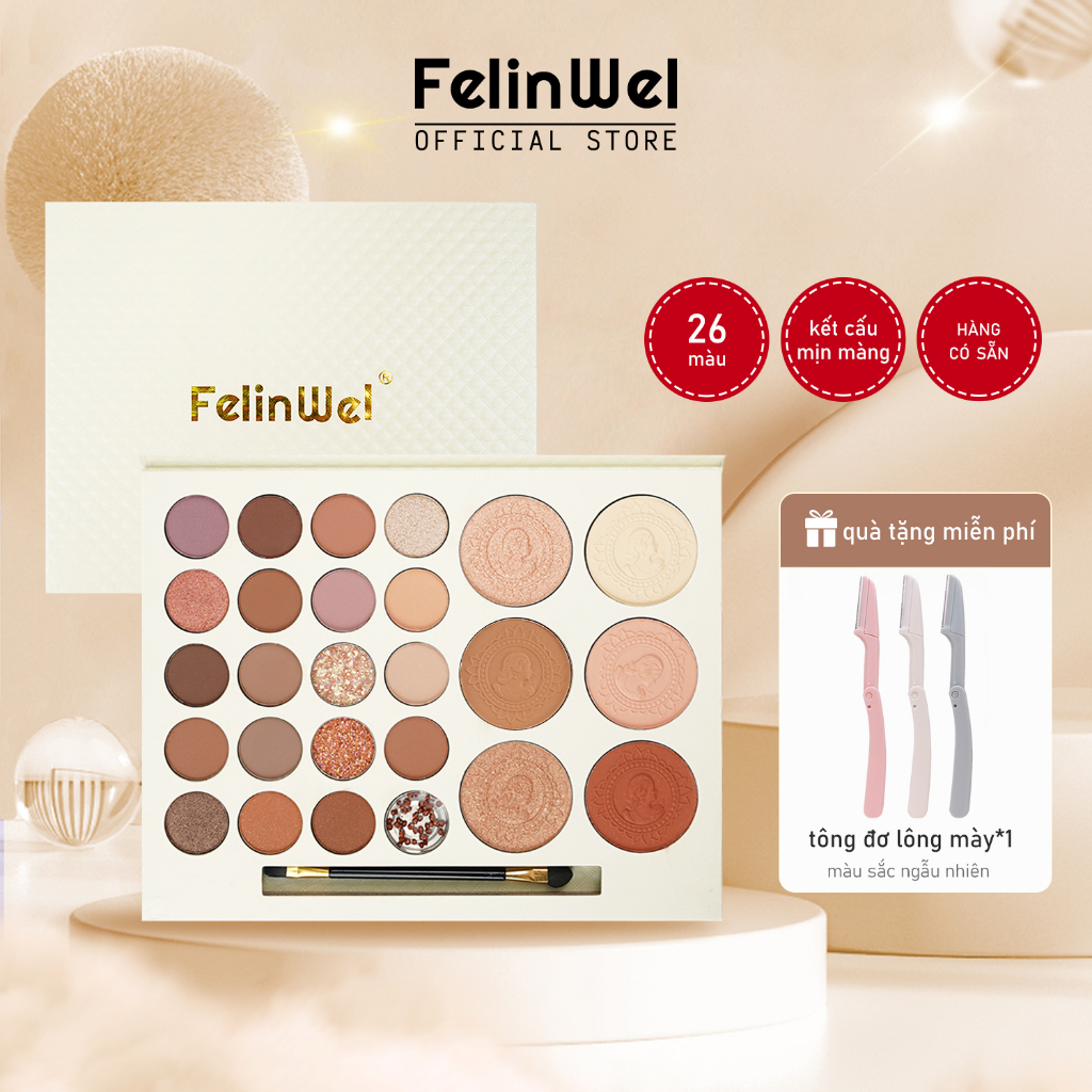 FelinWel - Bảng Phấn Mắt Quốc Dân 26 Màu, Bảng Phấn Mắt Chuyên Nghiệp