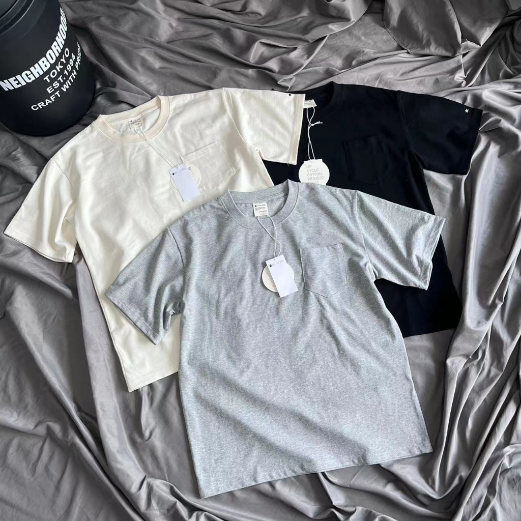 Áo Thun Cotton Màu Trơn Tay Ngắn Có Túi Thoải Mái Thời Trang Mùa Hè Cho Nam Và Nữ