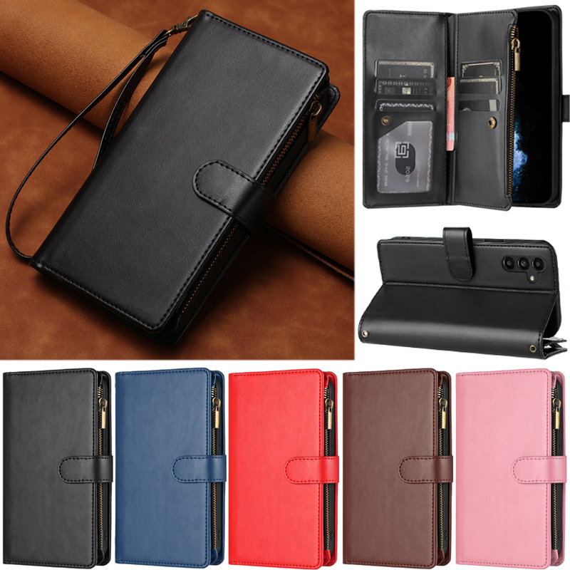 Ốp Điện Thoại Da PU Mềm Kiểu Ví Đế Lật Có Khóa Kéo Samsung Galaxy Note 20 Ultra Note 10+ Note 9 Note 8 S8 Plus S7 Edge S8+ S7