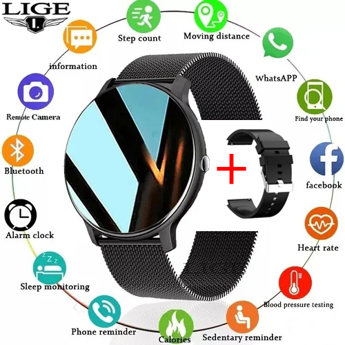 LIGE Đồng Hồ Thông Minh Đa Chức Năng Theo Dõi Sức Khoẻ Cho Điện Thoại IOS Android