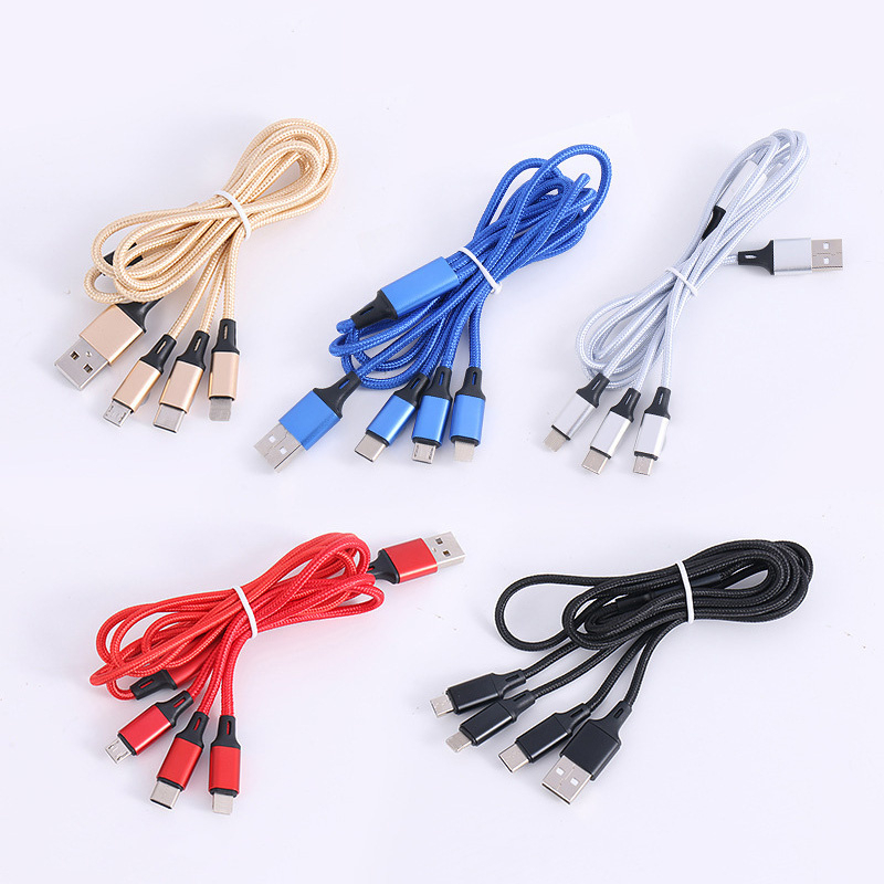Cáp Sạc Nhanh 2a Lõi Đồng 3 Trong 1 Chống Trầy Xước Dành Cho Điện Thoại