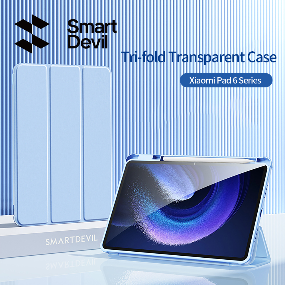 SmartDevil Bao Da Máy Tính Bảng Ba Lớp Bằng Acrylic Trong Suốt Nắp Gập Từ Tính Chống Rơi Kèm Ngăn Đựng Bút Cho Xiaomi Tablet 6 / 6pro11-Inch