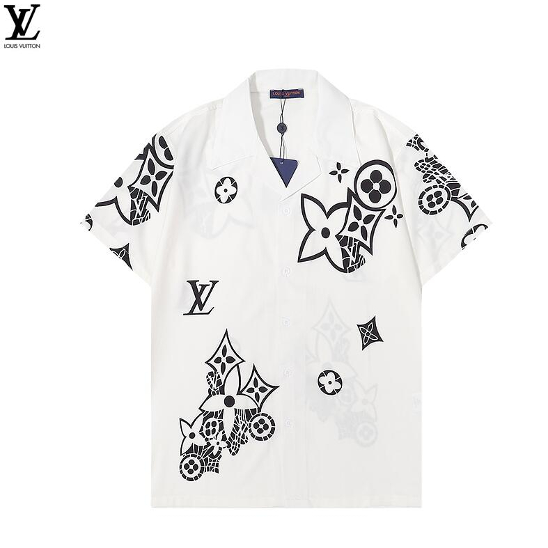 Áo Sơ Mi Louis Vuitton Tay Ngắn Chất Liệu cotton In Hoạ Tiết Đơn Giản Trẻ Trung