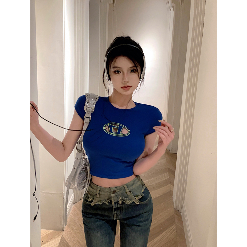 Cocory vn Áo Thun Ngắn Tay Thêu Họa Tiết Thời Trang Quyến Rũ Cho Nữ