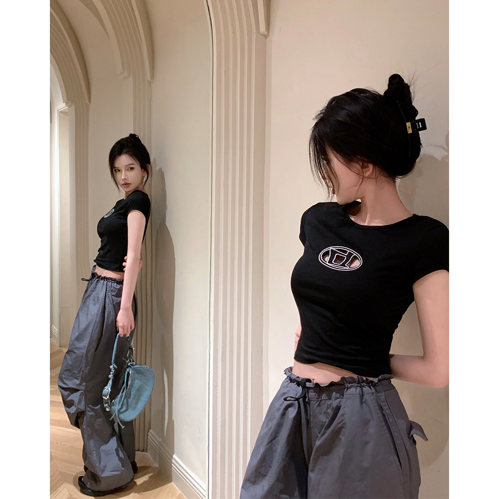 Cocory vn Áo Thun Ngắn Tay Thêu Họa Tiết Thời Trang Quyến Rũ Cho Nữ